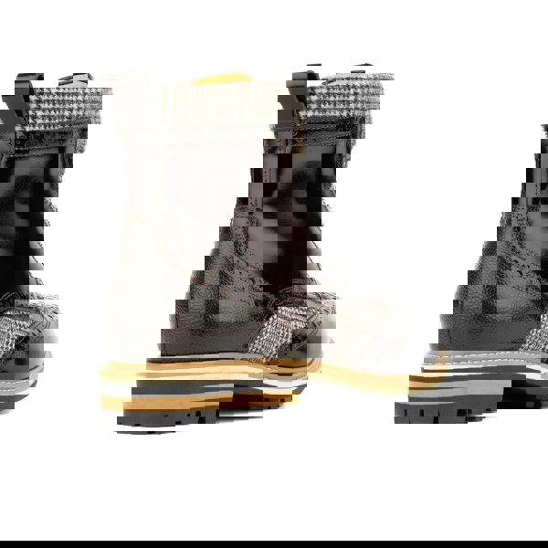 Embassy London Wanderer - Brown Check - Men's leather combat style side zipper boot in brown