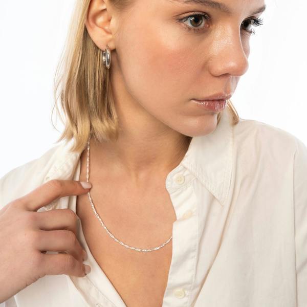Spero London Twisted and Beaded Chains Sterling Silver Layering Necklace Set