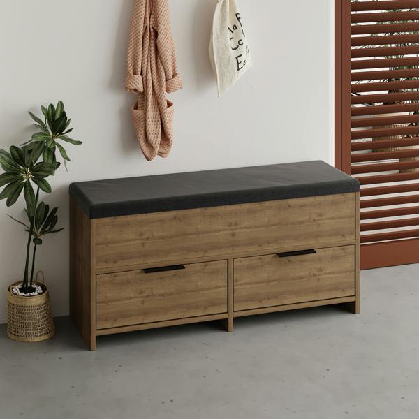 Decortie Modern Cove Shoe Storage with Fabric Bench 2-Tier Cabinet Hallway Entryway Storage 106x34x50cm