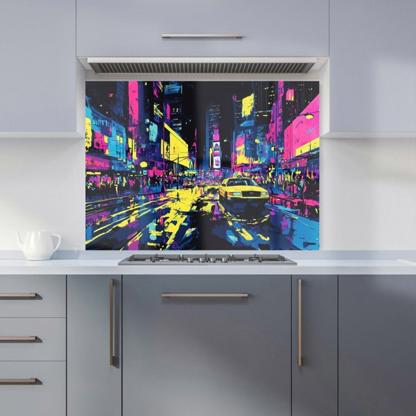 Warren Reed Time Square New York City Art Glass Kitchen Splashback - 00019