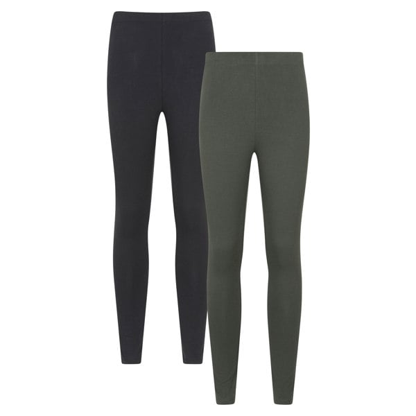 Mountain Warehouse Women's Cotton Blend Leggings (Pack of 2) - Black/Green