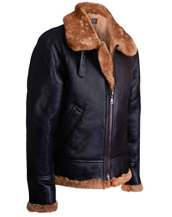 Infinity Leather Men's Pilot B3 Flying Shearling Sheepskin WWII Bomber Aviator Jacket