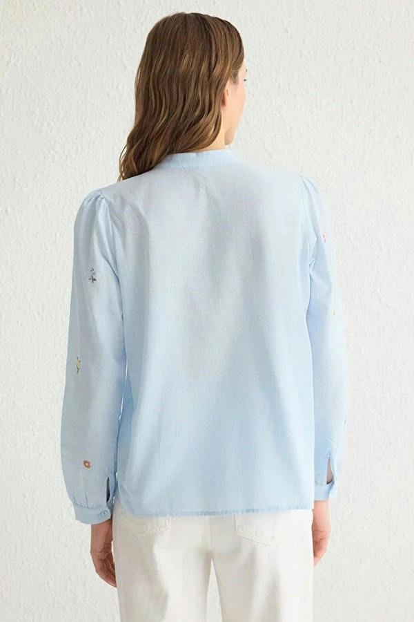 Floral Embroidered Oversize Woven Shirt