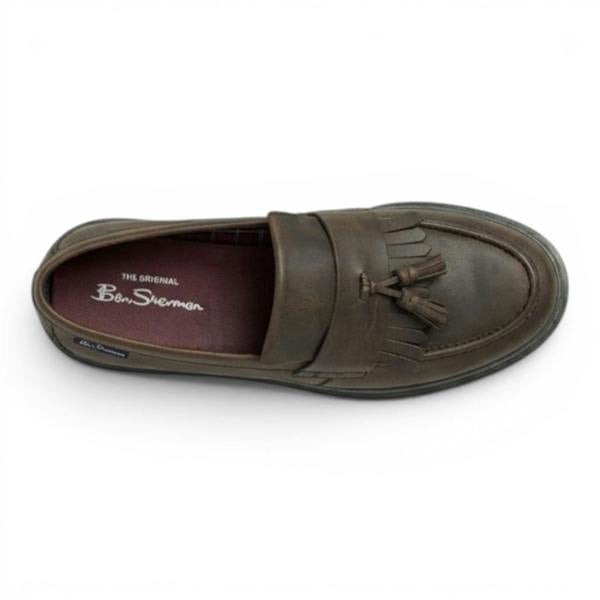 Ben Sherman Men's Brown Leather Tassel Loafer Shoes - Dudley