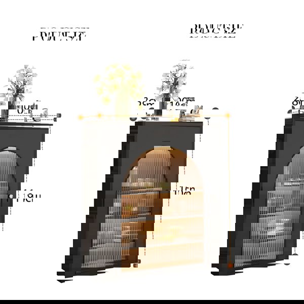 Amanda Slim Sideboard With Glass Door, Black-Rit Concept-Rit Concept