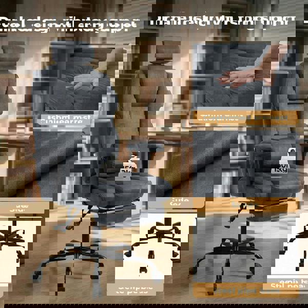 Levede Ergonomic Office Chair Suede Recline Pressure Relief Spring Seat Footrest