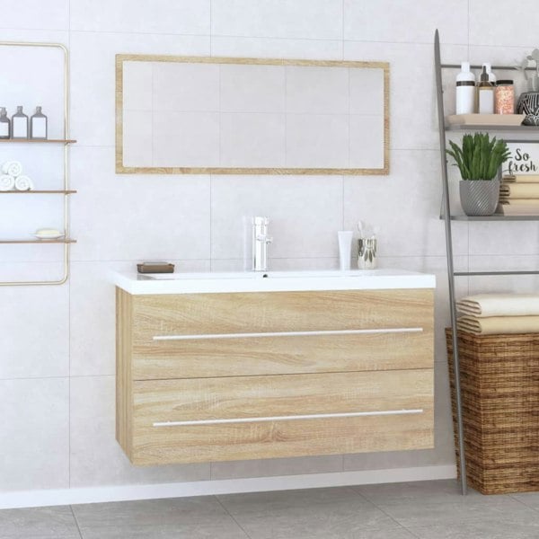 Berkfield 3 Piece Bathroom Furniture Set Sonoma Oak