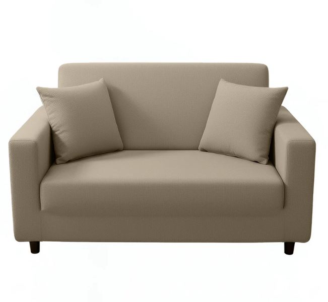 Anyseat 2 Seater Sofa Cover Plain Beige Style and Protection For Living Room Sofa Chair Elastic Stretchable Slipcover