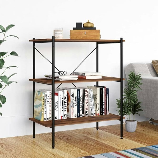 Berkfield 3-Tier Shelving Unit Black and Dark Wood 80x40x92 cm