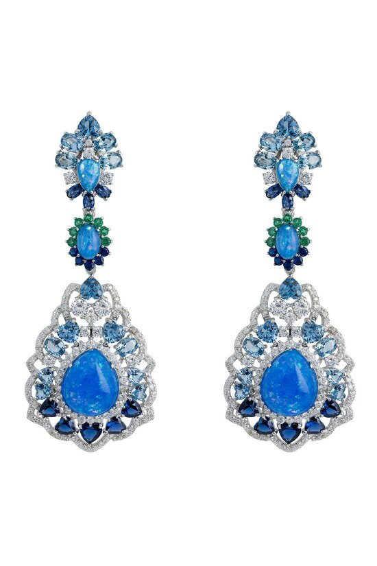 Latelita Mariana Blue Opal Drop Earrings Silver
