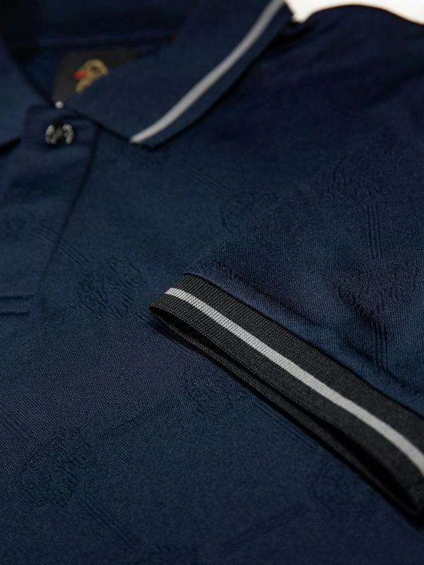 Luke 1977 LUKE1977 Saxon textured Polo Shirt - Navy Blue