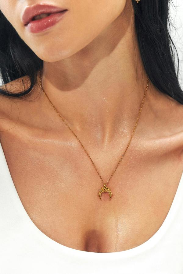 Elk & Bloom Roped Moment Twisted Horn 14K Gold Pendant Necklace