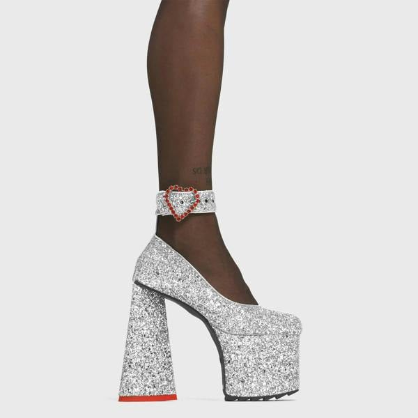 Lamoda Shimmer Silver Glitter Flats Chic Stylish Sparkle Shoes for Women