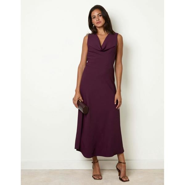 Blue Vanilla Draped Cowl Neck Dress