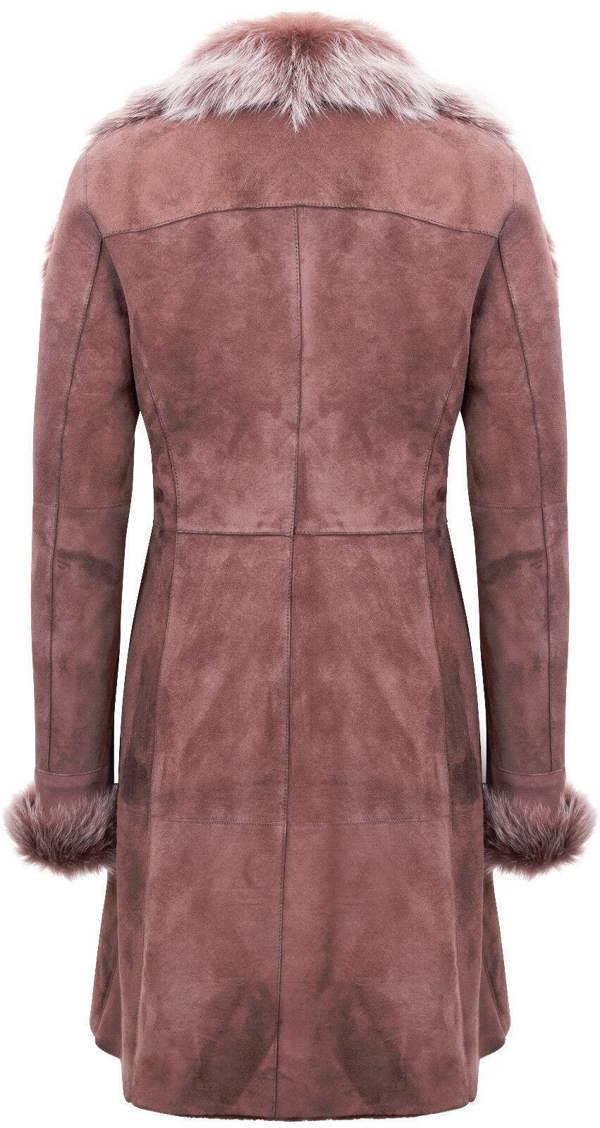 Infinity Leather Womens Suede Merino Shearling Coat with Toscana Collar-Hanoi