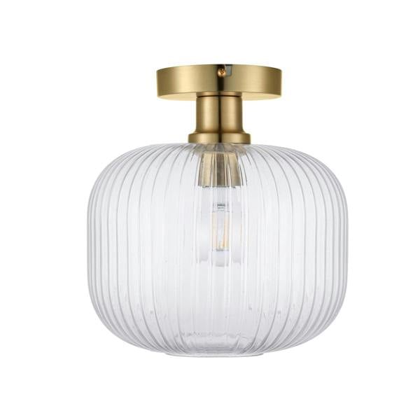 COSYLYTE Maple Modern Ribbed Glass Brass Ceiling Light