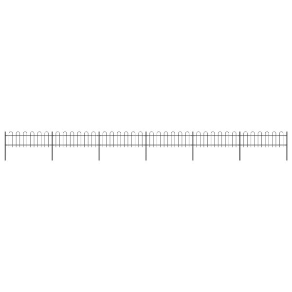 Berkfield Garden Fence with Hoop Top Steel 10.2x0.6 m Black
