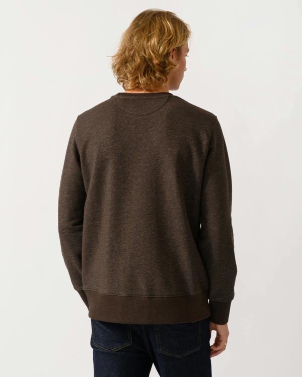 GANT Mens Regular Fit Shield Logo Crew Neck Sweatshirt - 284 Black Brown Melange