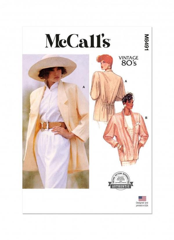 McCalls 8491 Paper Sewing Pattern – Women's Vintage Jacket, Size 8-16, Easy