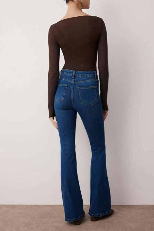 WOVCOR High Waist Flare Jeans with Button Front