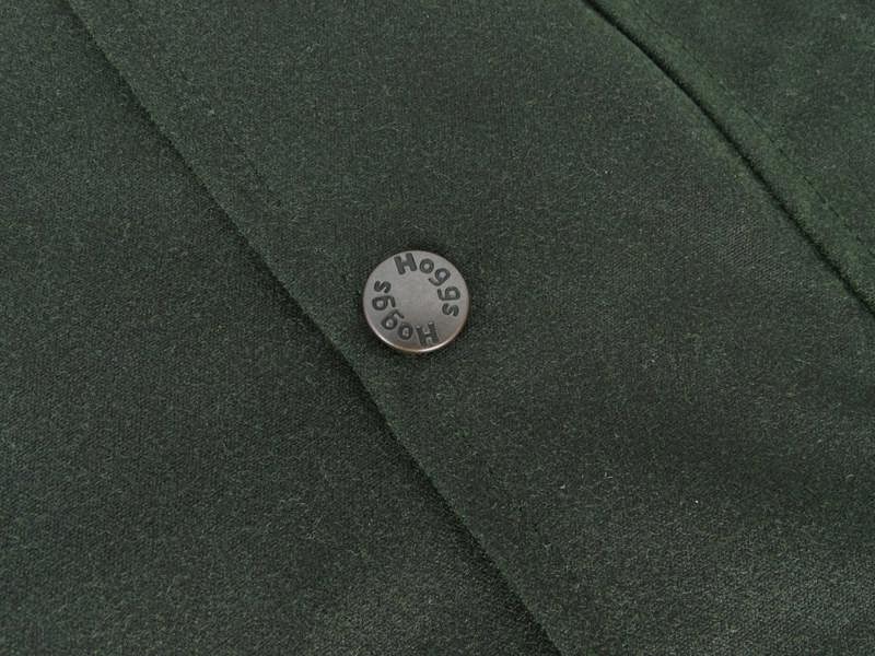 Close up of Hoggs of Fife waxed jacket stitching and texture showing quality finish for rugged wear