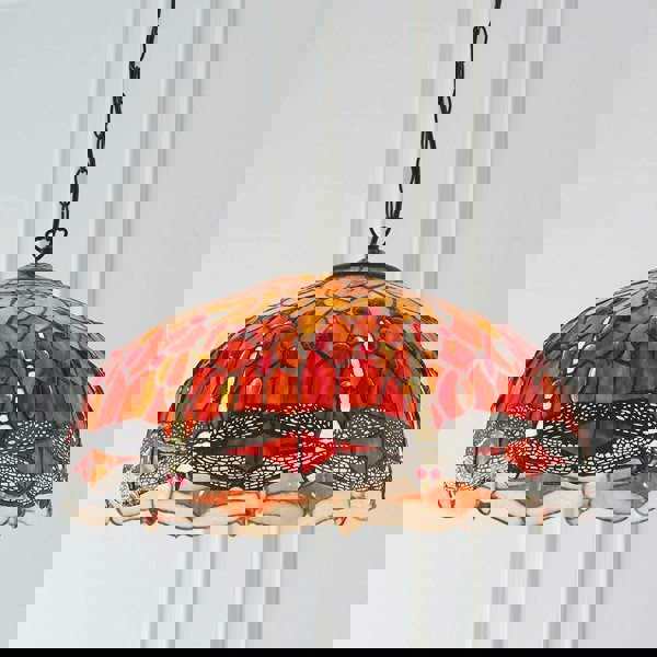 Tiffany Glass Hanging Ceiling Pendant Light Orange Dragonfly 3 Lamp Shade i00113 Loops