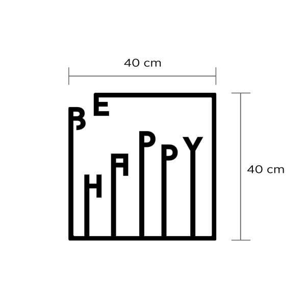 Decortie Modern Metal Wall Art Happy Theme Home Ornament Decorative Minimalist Design Hanging Wall Sculpture, Black
