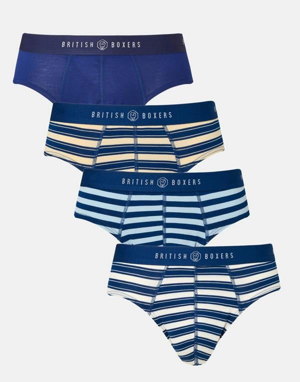 British Boxers Multipack! 4 Pairs of Men's Bamboo Briefs - Maritime