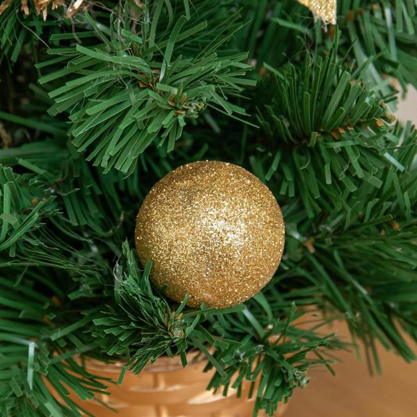 Samuel Alexander 40cm Golden Fir Mini Christmas Tree with Gold Baubles, Ribbons & Poinsettias