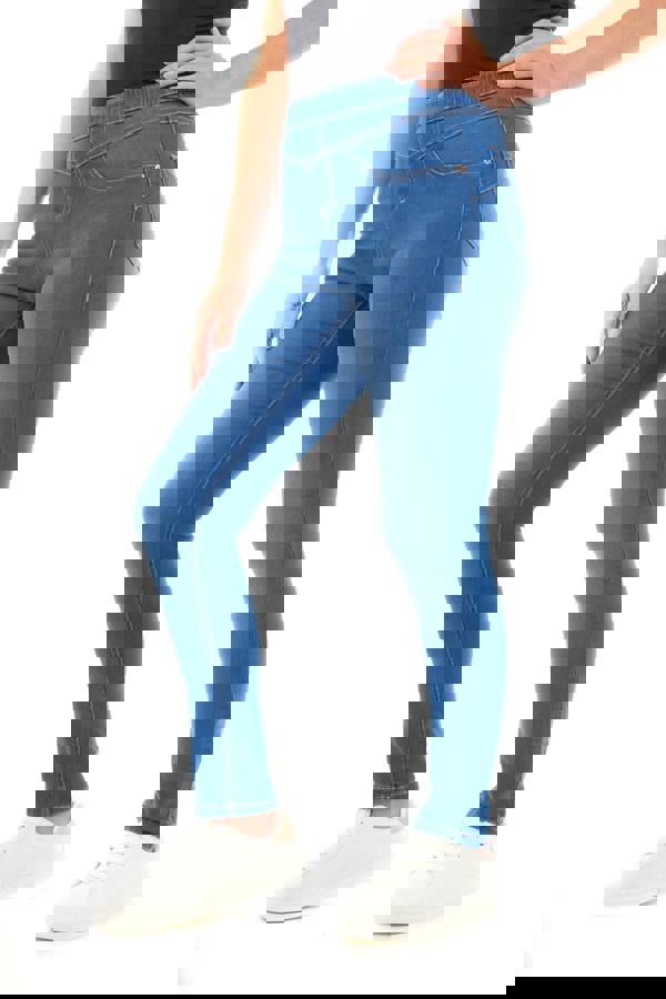 Smart Living Women's Stylish  Sculpt Pull On Jeggings with Pockets - Trendy & Comfy - Bromo Blue