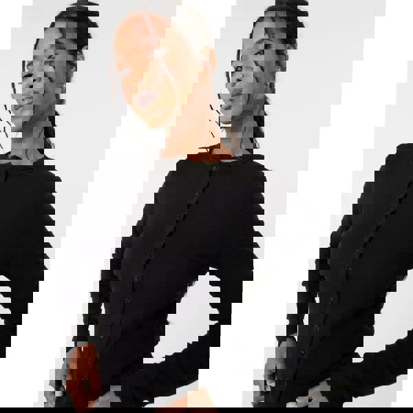 Pink Vanilla Ribbed Button Front Top