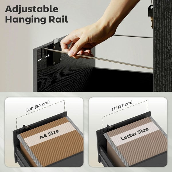 HOMCOM 3 Drawer File Cabinet Rolling Filing Cabinet for A4 and Letter
