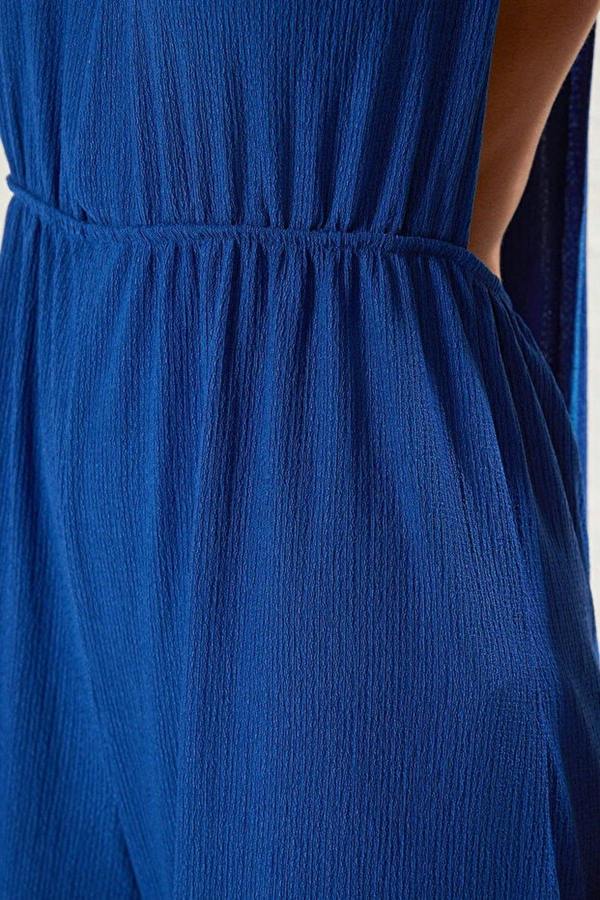 WOVCOR Woven Slit Maxi Beach Jumpsuit