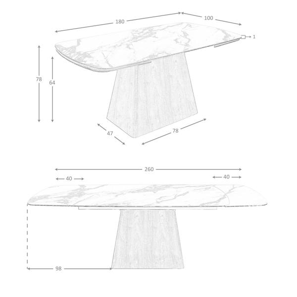 Angel Cerdá Rectangular extending dining table in porcelain marble and walnut wood 1158