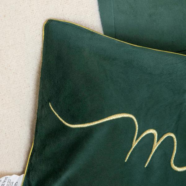 Samuel Alexander 49cm Dark Green Christmas Decorative Merry Cushion with Gold Detail
