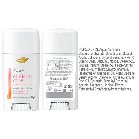 Dove Clinical + Care Anti-Perspirant Cream 6x60ml, Pomegranate & Lemon Verbena