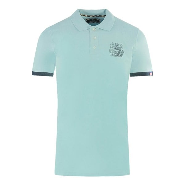 Aquascutum Branded Collar Polo Shirt - Light Blue