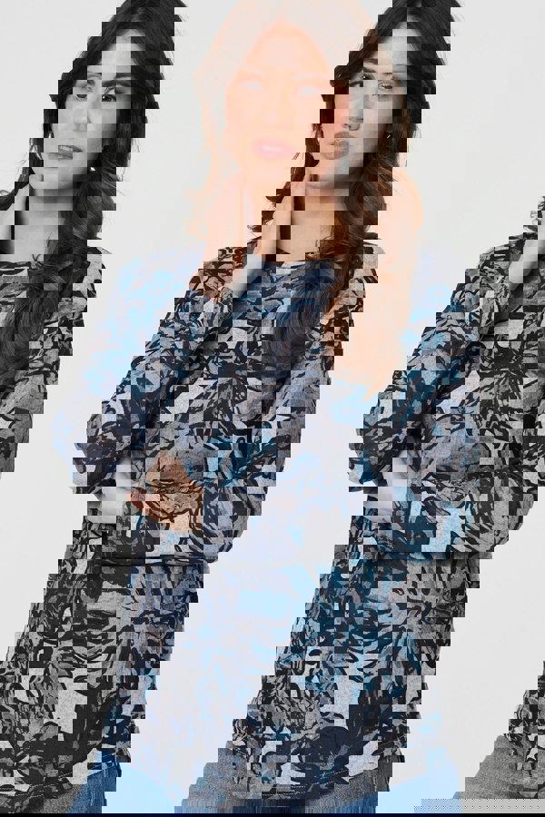 Blue | Abstract Print Long Sleeve Top