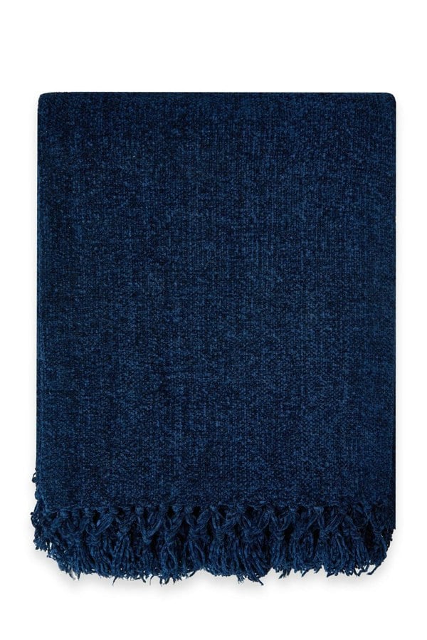 Emma Barclay Darcy Tassel Navy Blanket/Throw