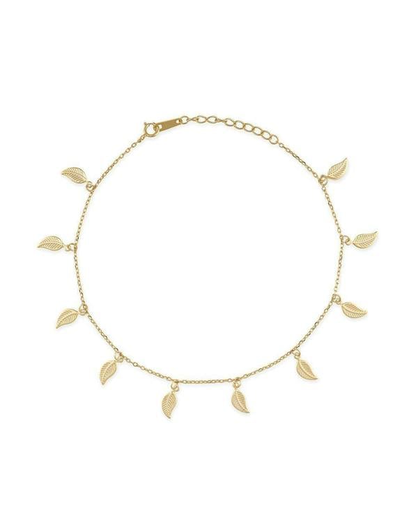 Delicate 14k Gold Leaf Anklet - Anklets - Elk & Bloom