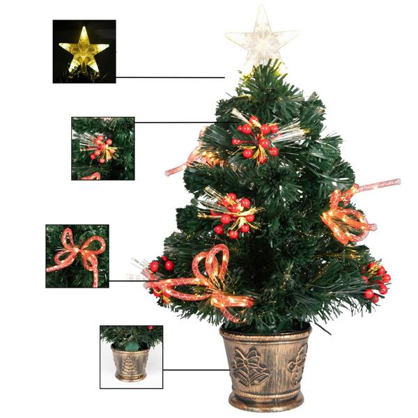 2ft to 6ft Fibre Optic Christmas Tree with Ribbon Bows and Star Topper, Green image 7