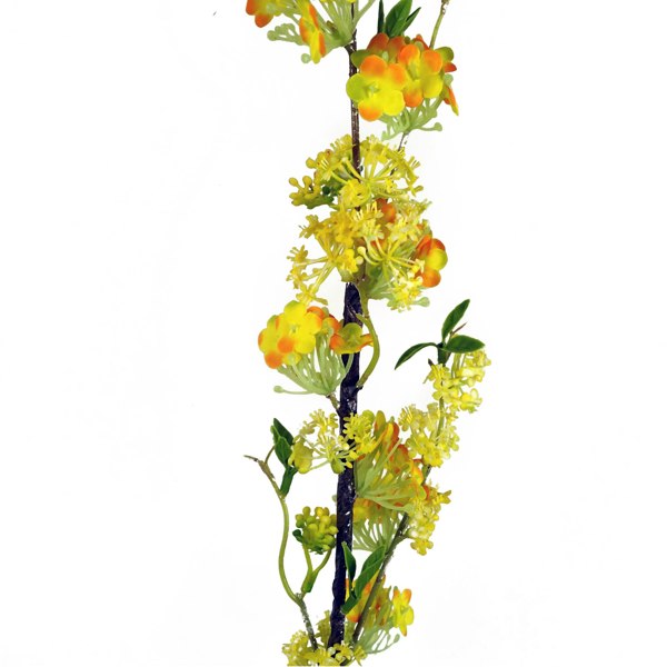 Leaf Pack of 6 x 100cm Yellow Blossom Spray Stem