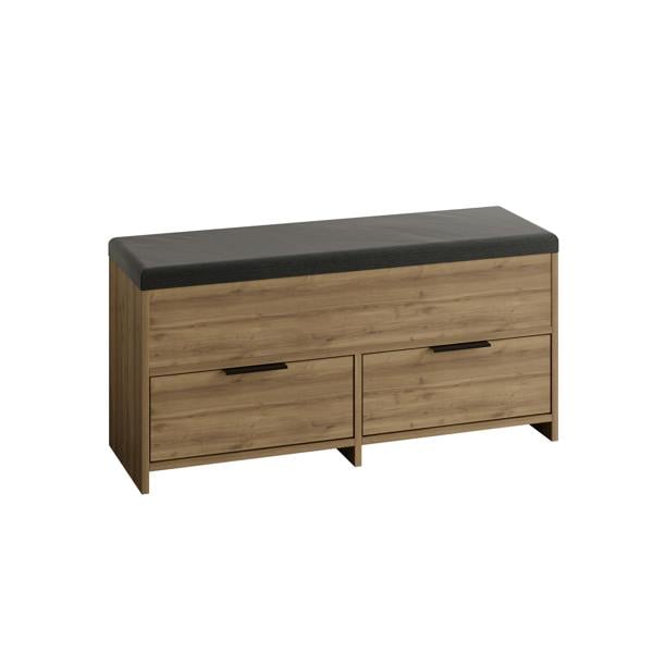 Decortie Modern Cove Shoe Storage with Fabric Bench 2-Tier Cabinet Hallway Entryway Storage 106x34x50cm