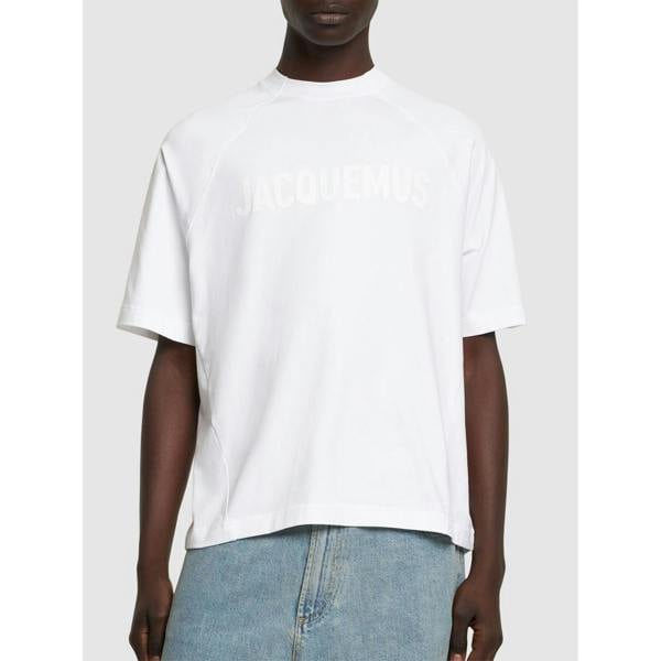 Jacquemus Le Typo Logo Printed Oversized T-Shirt   in  White