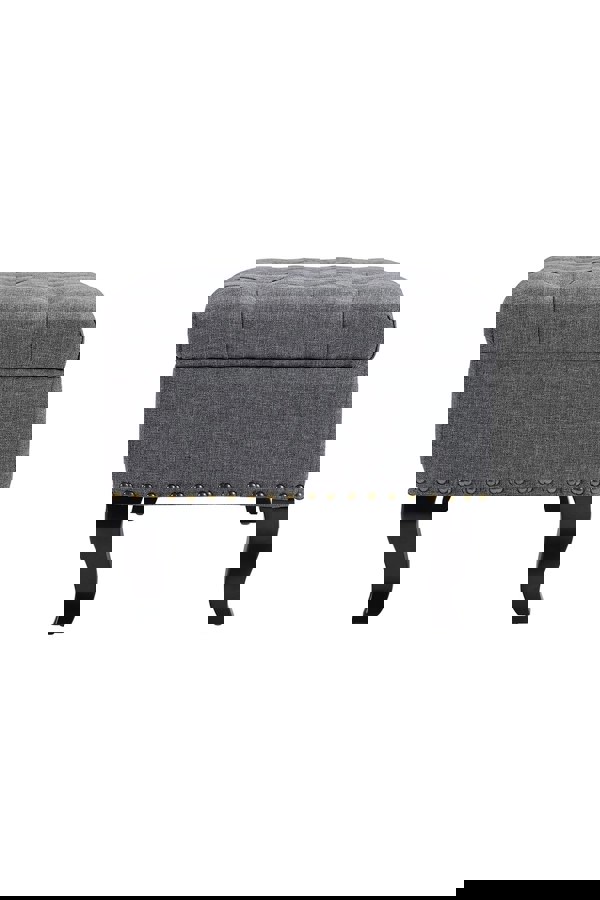 Living and Home Linen Button Tufted Footstool Bed End Bench with Nailhead Trim