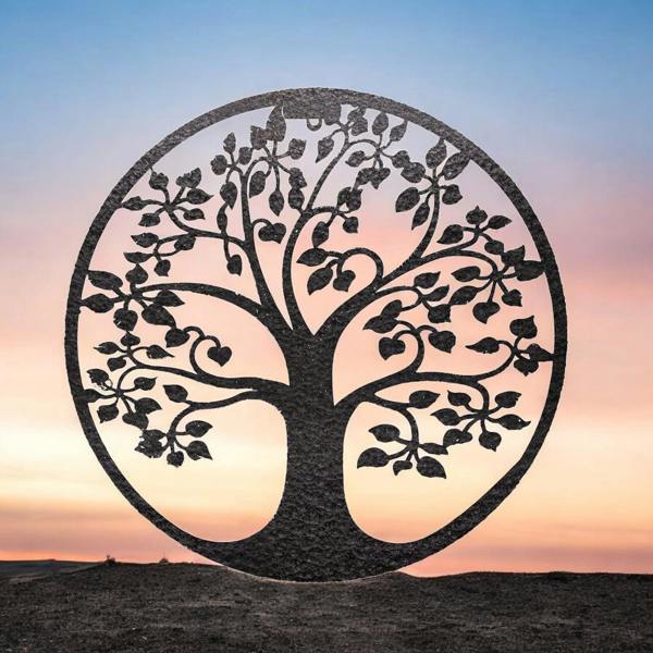 EDH Door Hardware Tree of Life Silhouette Solar Backlit Wall Art – 50 x 50 CM | Metal LED Lighted Wall Décor for Indoor & Outdoor