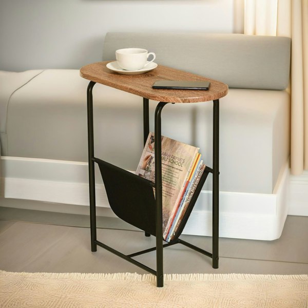 Rafaelo Mobilia Industrial Side Table With Magazine Holder Brown