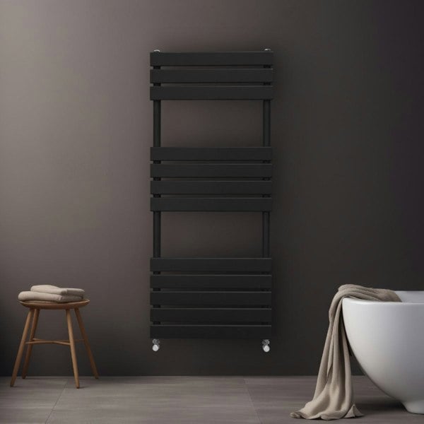 Monstershop Flat Panel Towel Radiator – 1200mm x 450mm – Black