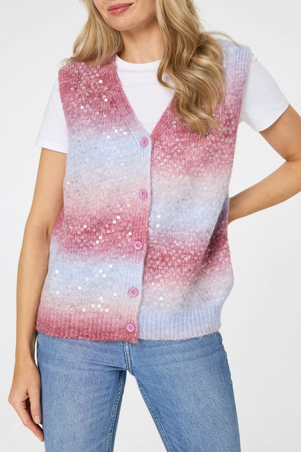 Blue | Sparkly Sequinned Jumper Vest
