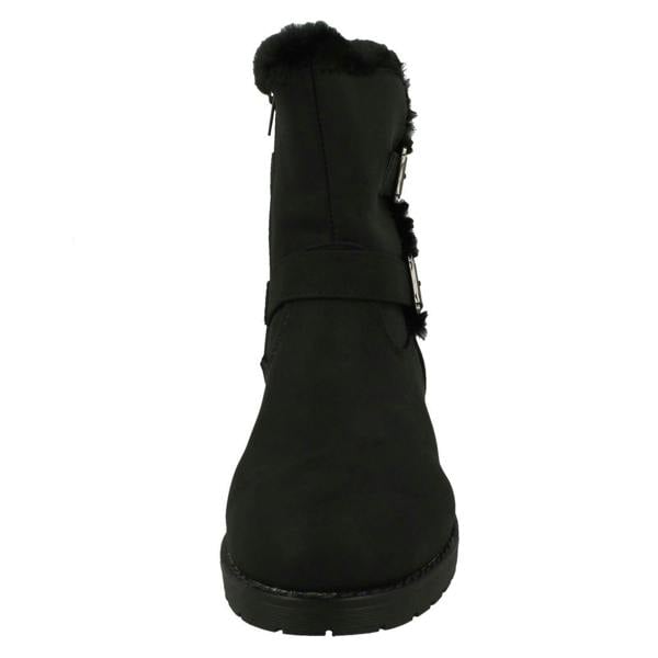 Spot On Ladies Spot On Buckle Detailed Ankle Boots F4451